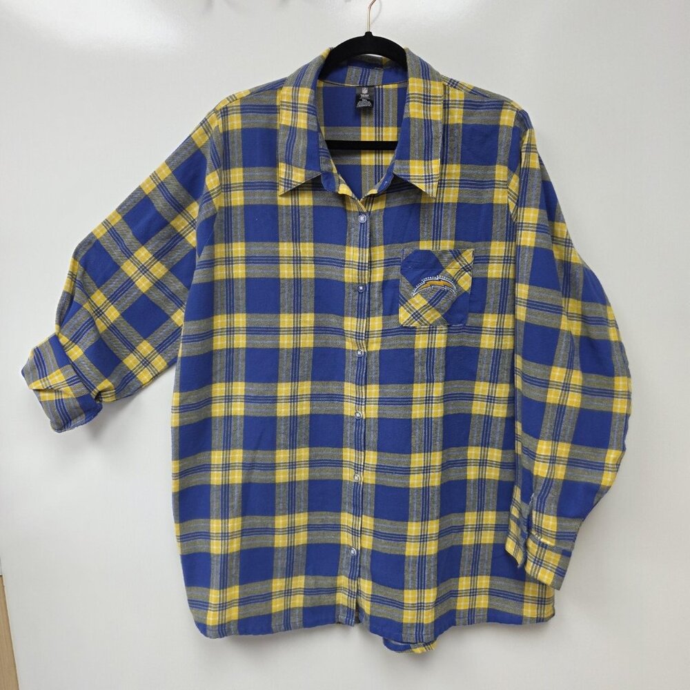 Los Angeles Chargers Shirt Womens 2XL Blue Plaid NFL Football Team Apparel